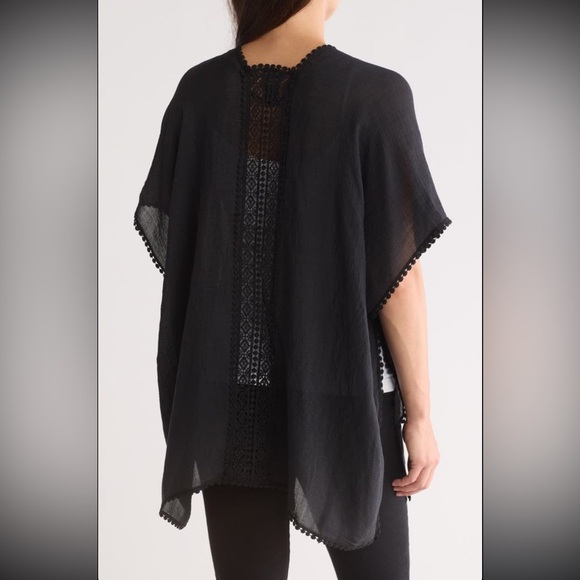 Steve Madden Lace Inset Ruana, BLACK, Size One, NWT - Picture 6 of 7